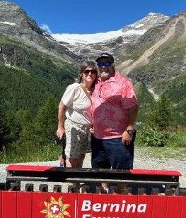 S. Wiley on the Bernina Express, Switzerland